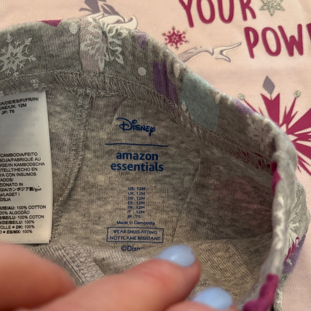 Disney-Amazon Essentials  Pink and Gray Elsa 3 piece Pajama Set - Picture 2 of 6